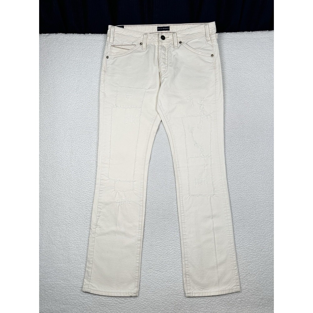 Cult of Individuality Mechanic Cinch White Ivory Jeans Patchwork (34x34)